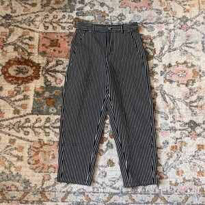 Black and white striped Everlane Barrel Pants